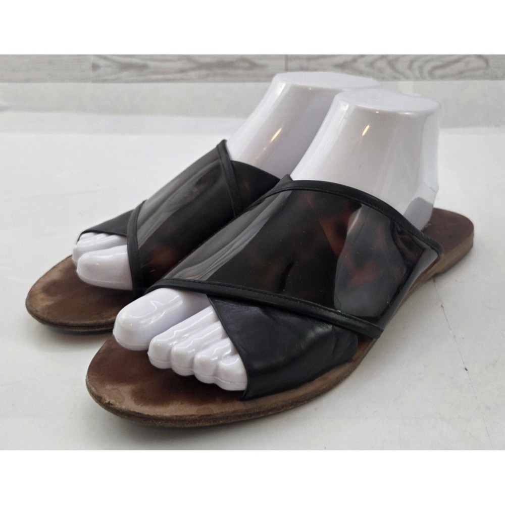 Diane von Furstenberg Slide Sandals Women's Size 8 Black Plastic Coastal Grandma